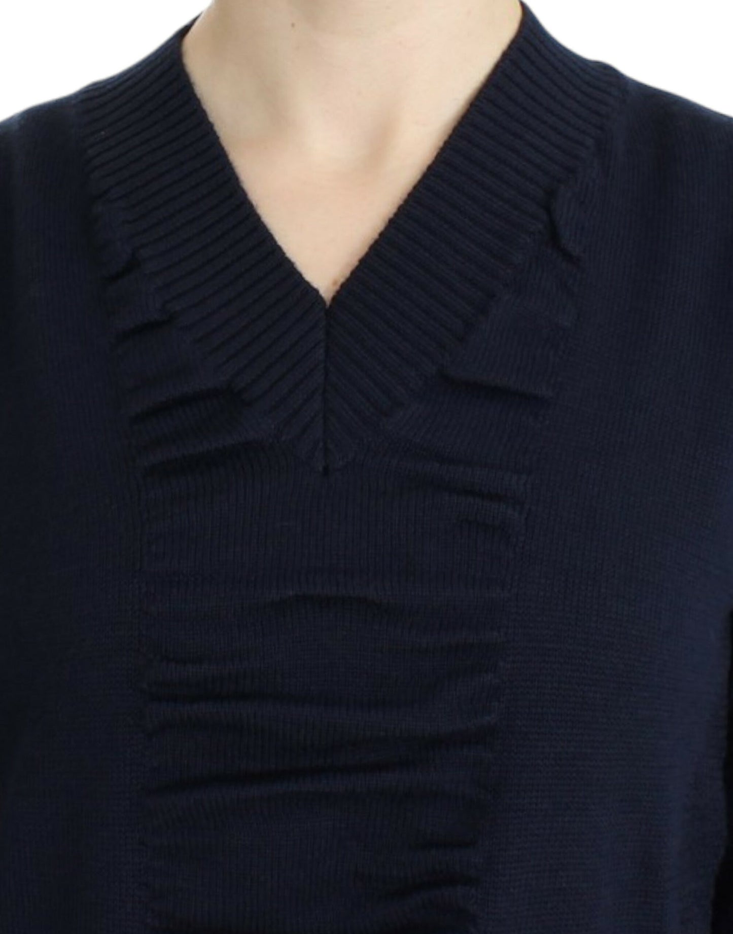 Costume National Dark blue V-neck wool sweater