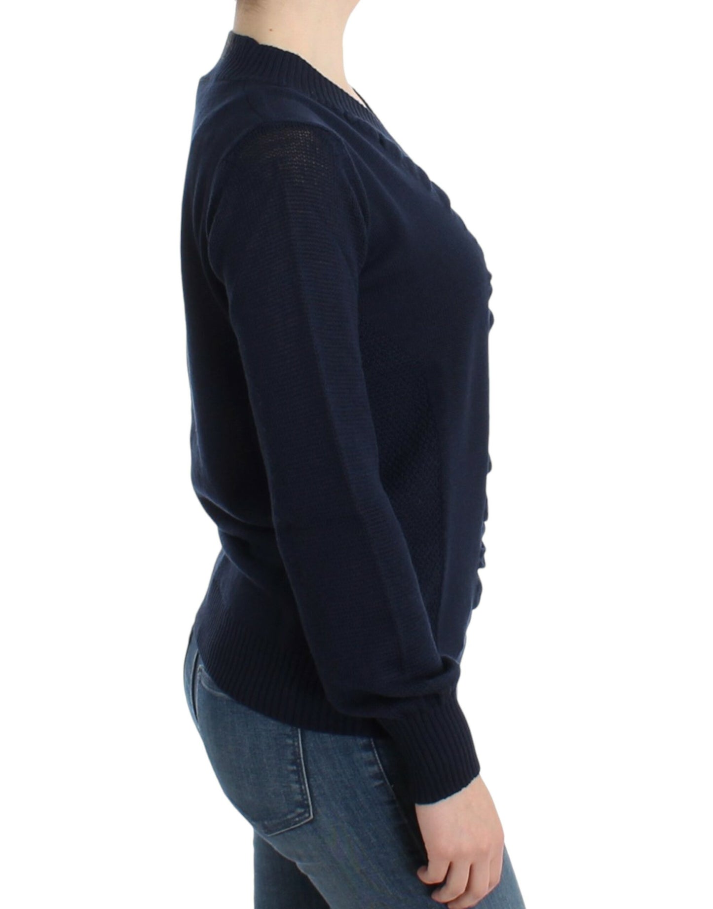 Costume National Dark blue V-neck wool sweater