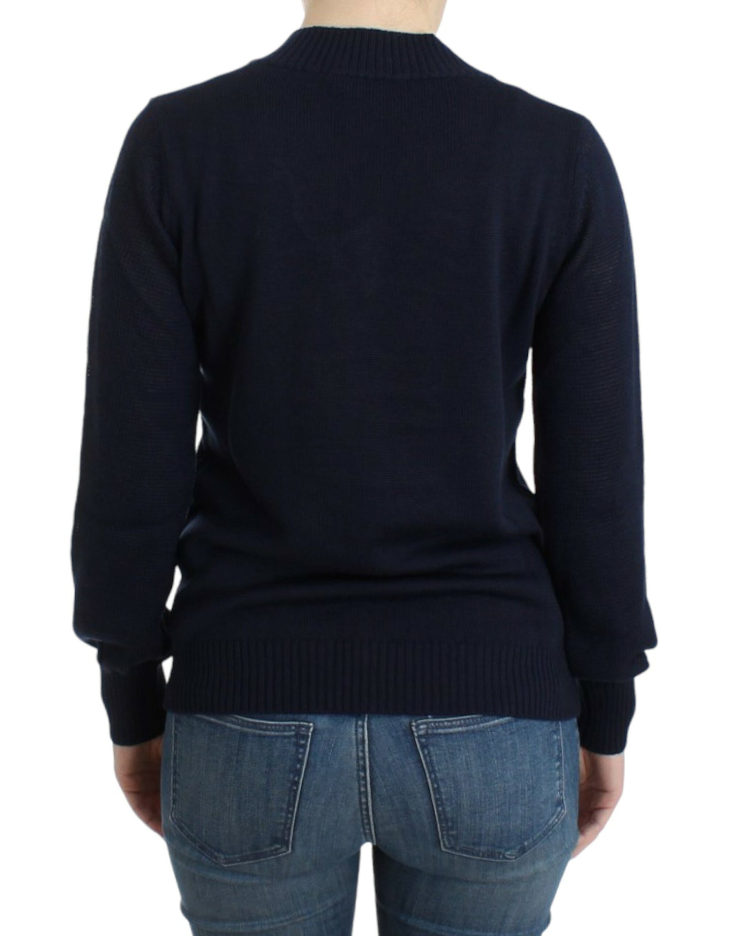 Costume National Dark blue V-neck wool sweater