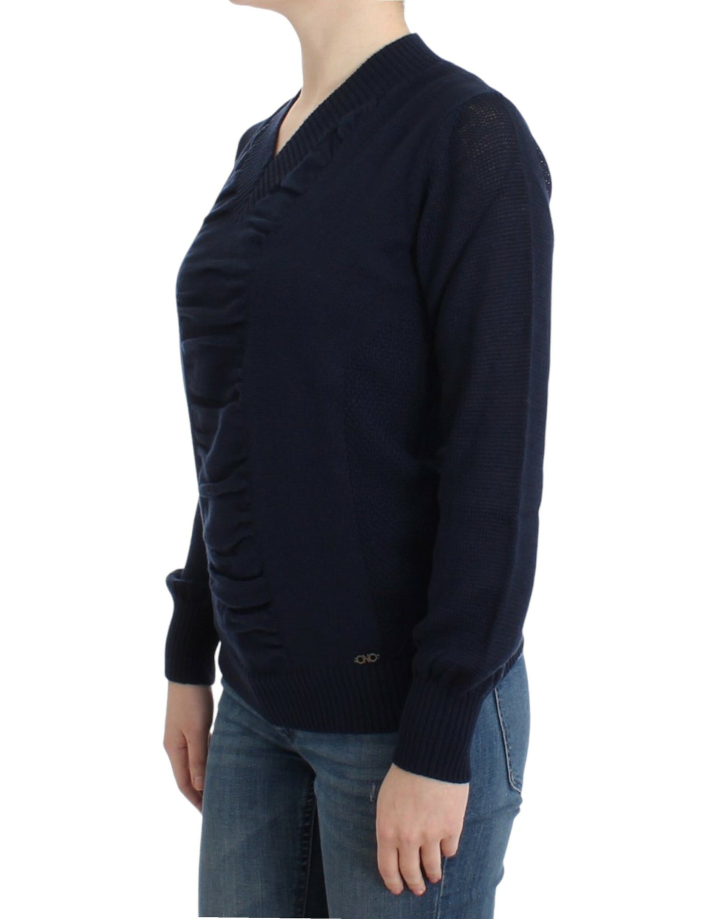 Costume National Dark blue V-neck wool sweater