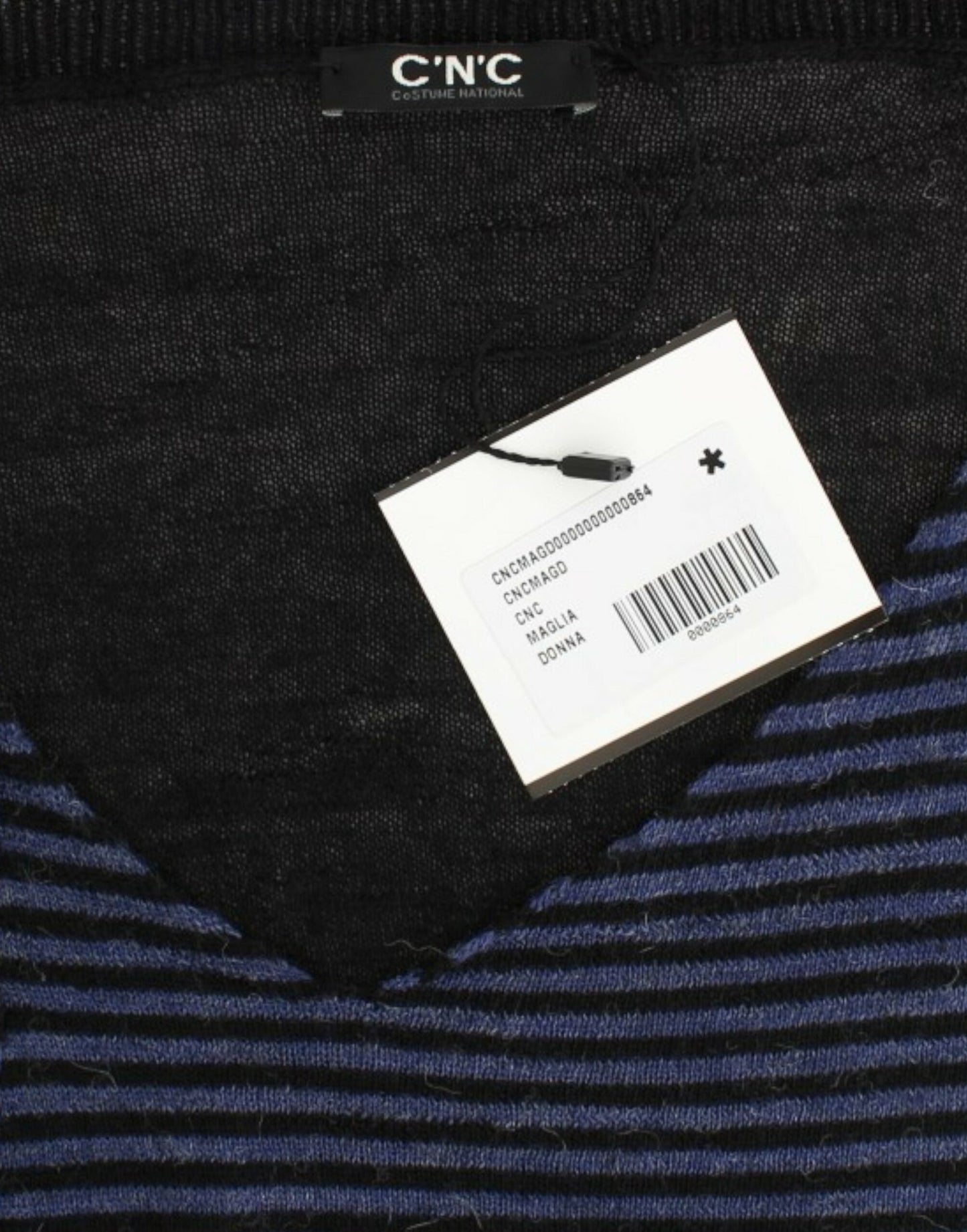 Costume National Black striped V-neck sweater