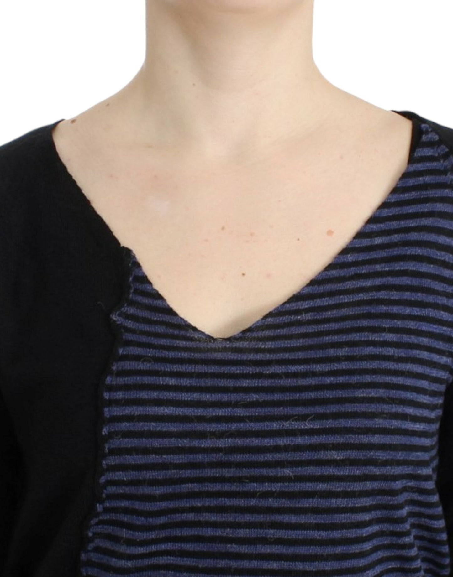 Costume National Black striped V-neck sweater