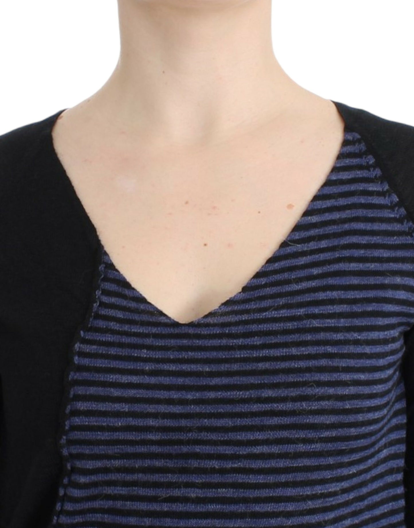 Costume National Black striped V-neck sweater