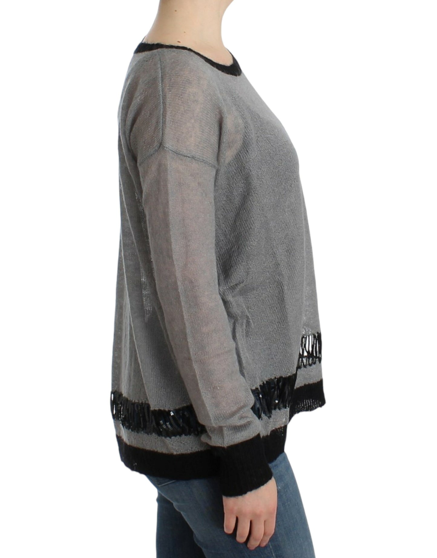 Costume National Gray embellished asymmetric sweater