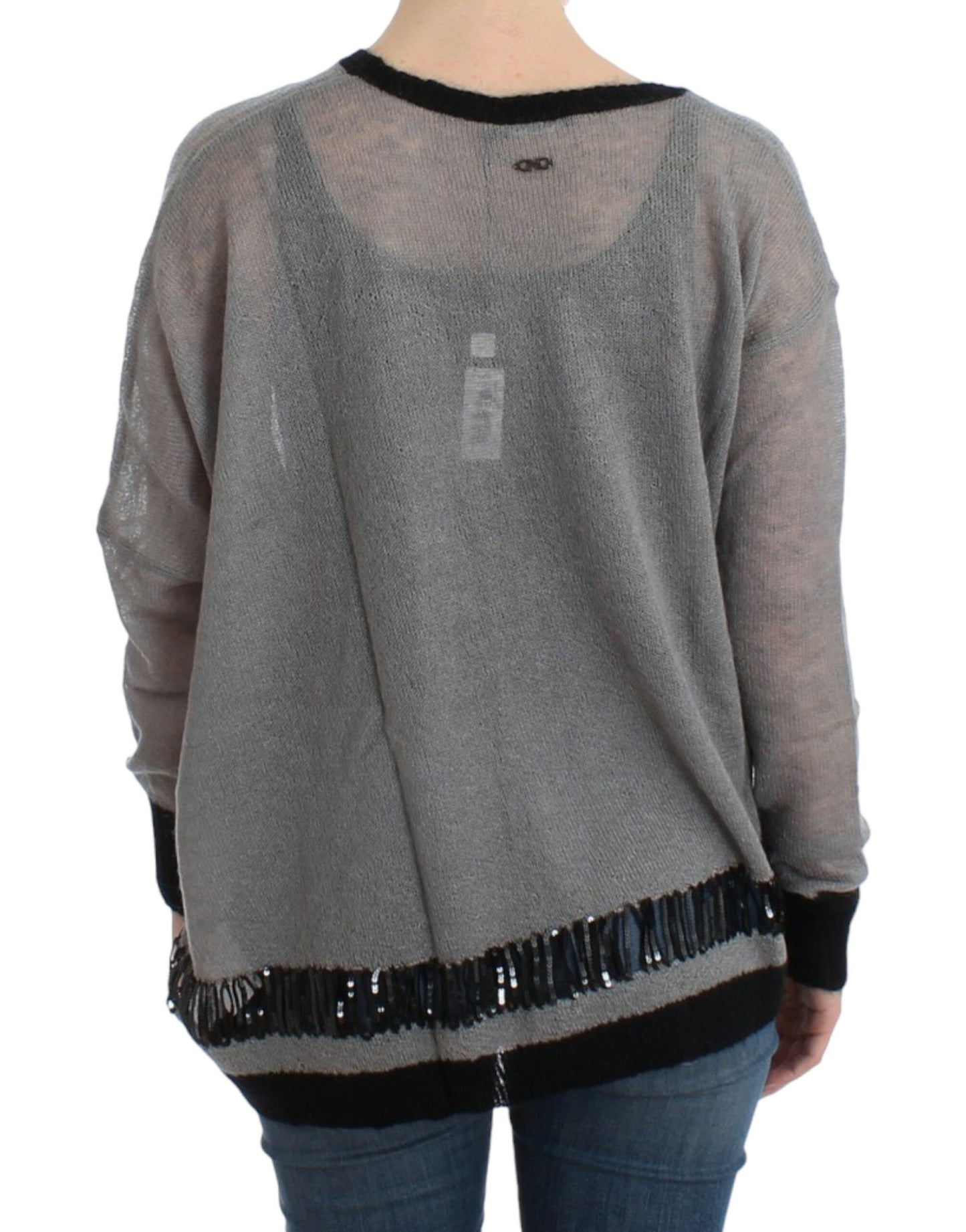 Costume National Gray embellished asymmetric sweater