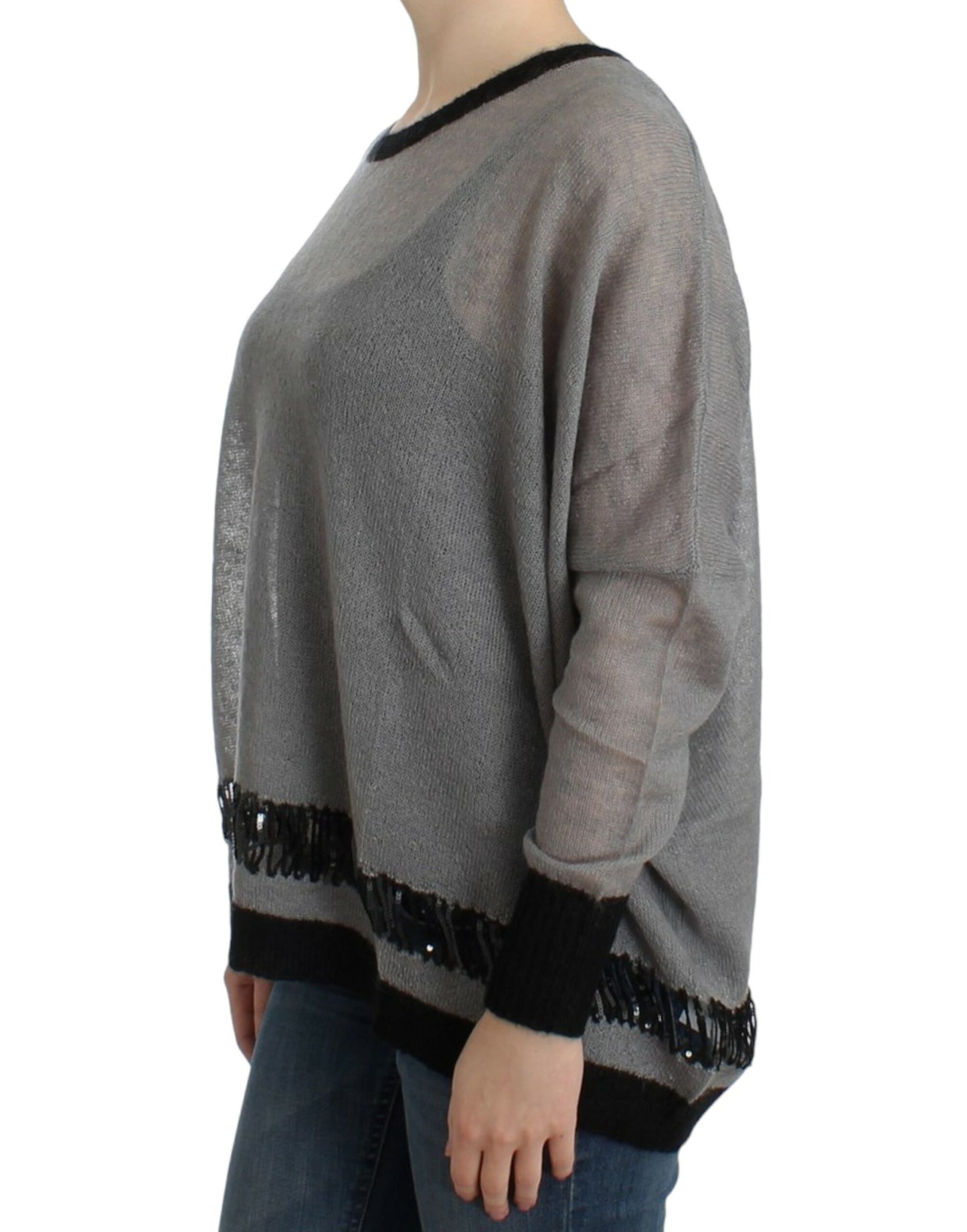 Costume National Gray embellished asymmetric sweater