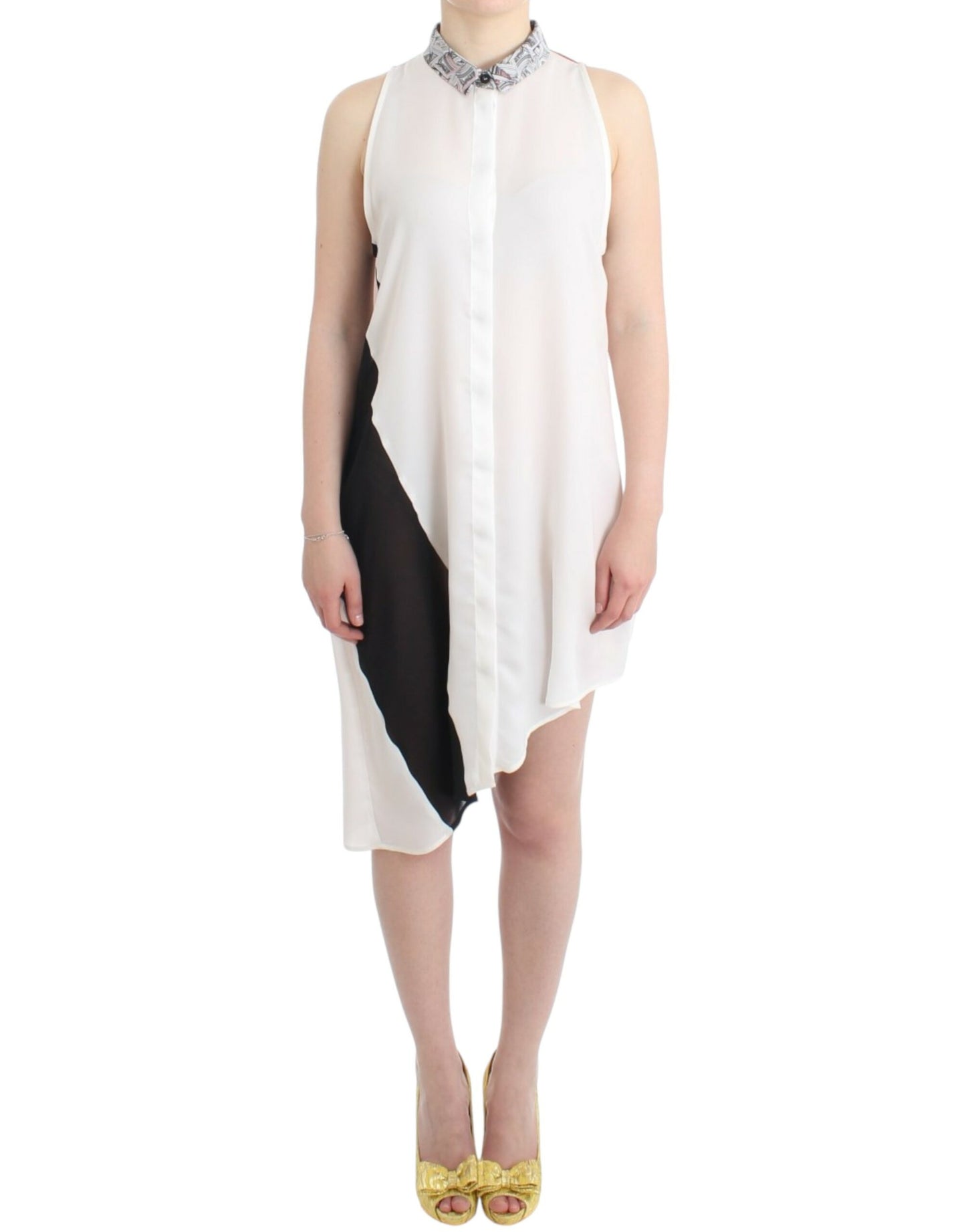 Costume National White shirt assymetric hem dress