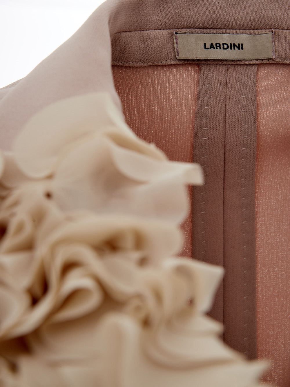 Lardini Elegant Light Pink Double Breasted Ruffle Jacket