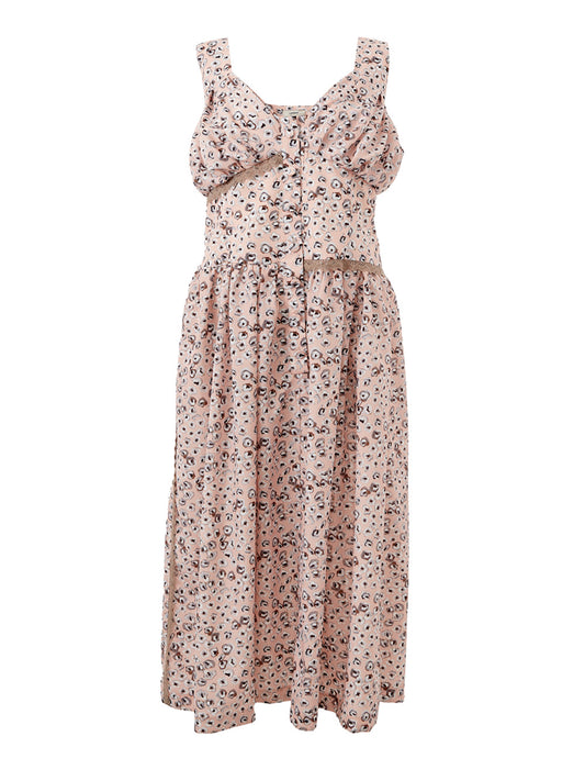 Lardini Elegant Pink Printed Midi Dress