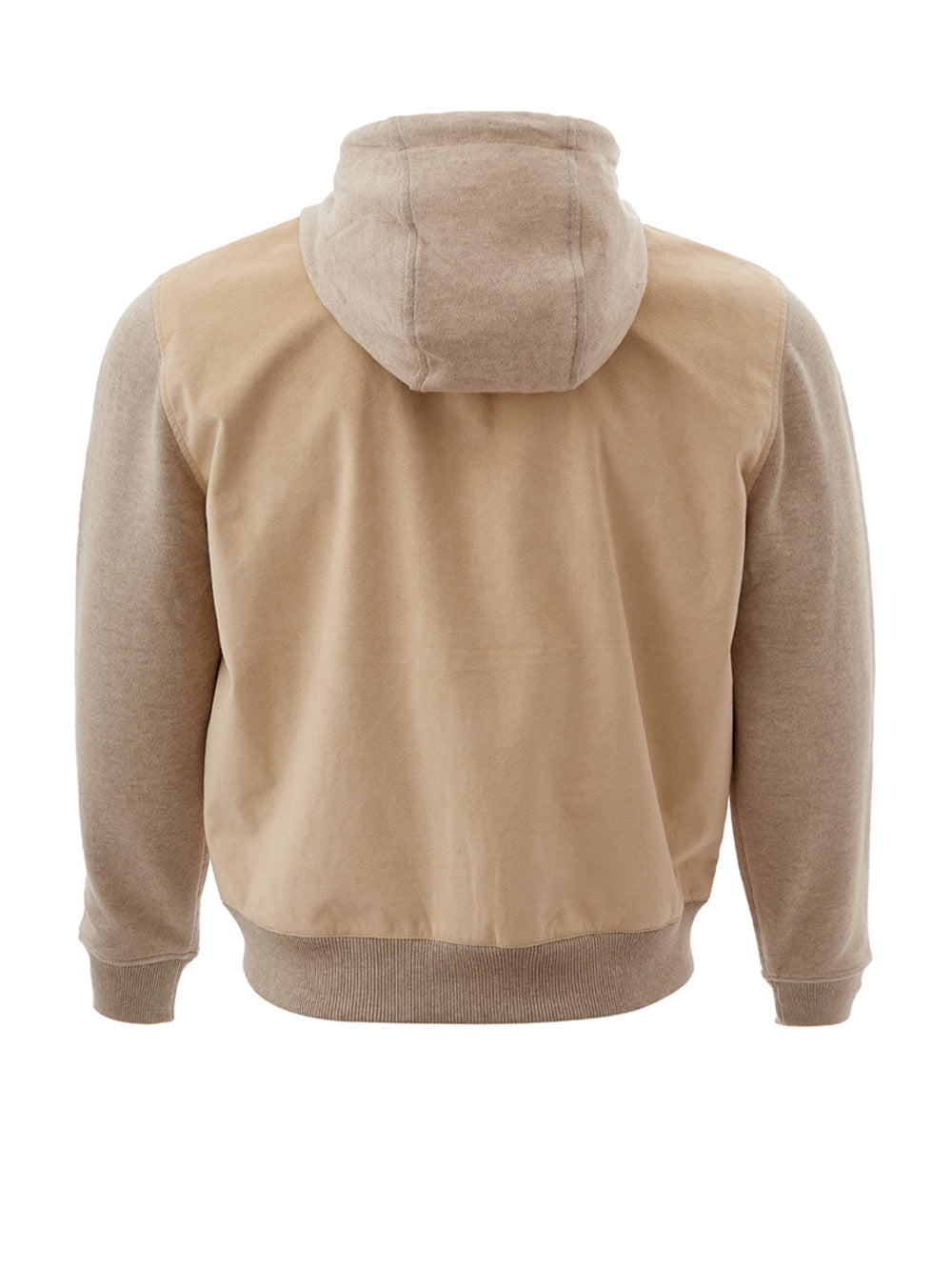 Gran Sasso Beige Alcantara Hooded Zip Jumper