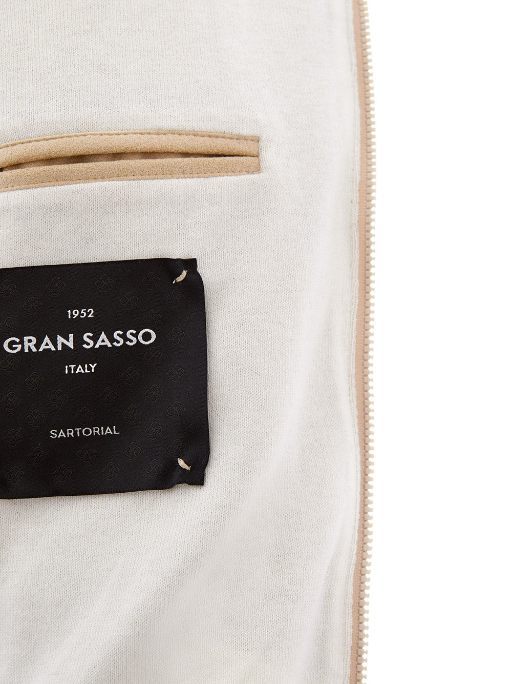 Gran Sasso Beige Alcantara Hooded Zip Jumper