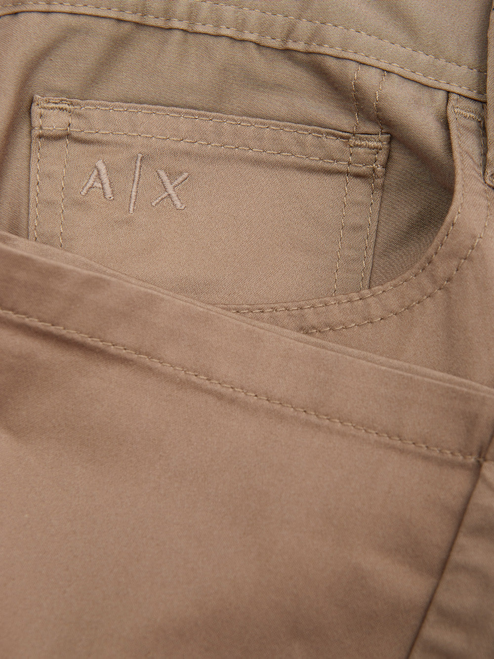 Armani Exchange Chic Beige Cotton Regular Fit Trousers