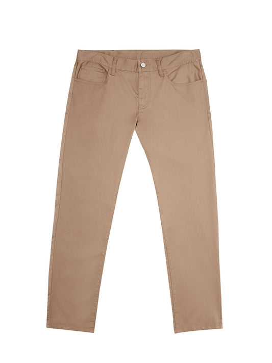 Armani Exchange Chic Beige Cotton Regular Fit Trousers