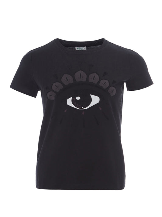 Kenzo Elegant Black Velvet Eye Tee - Pure Cotton