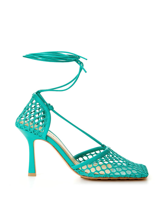 Bottega Veneta Elegant Green Stretch Leather-Trimmed Pumps