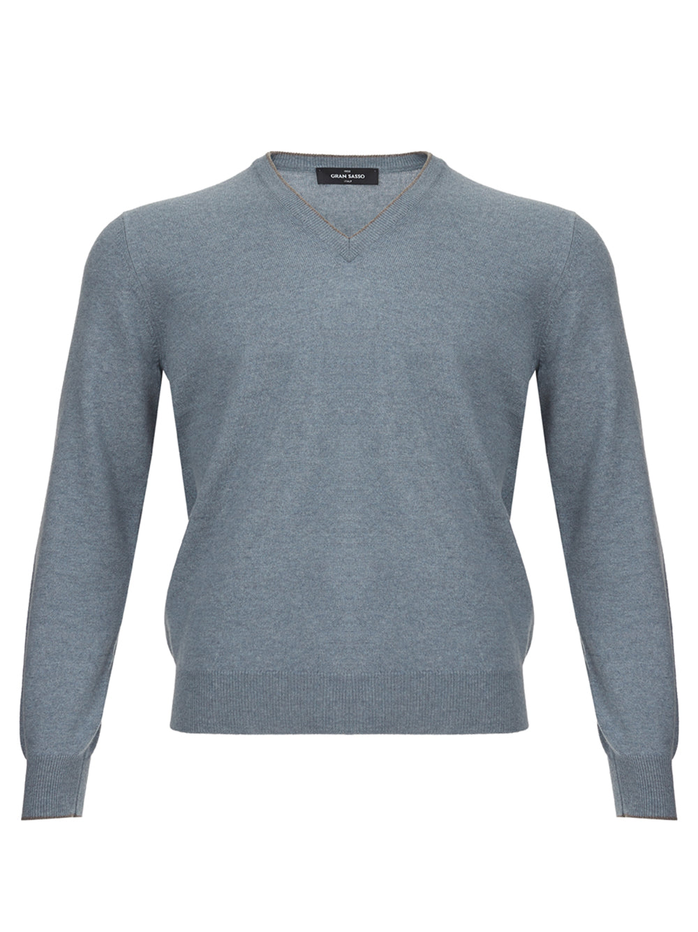 Gran Sasso Elegant Grey Cashmere V-Neck Sweater