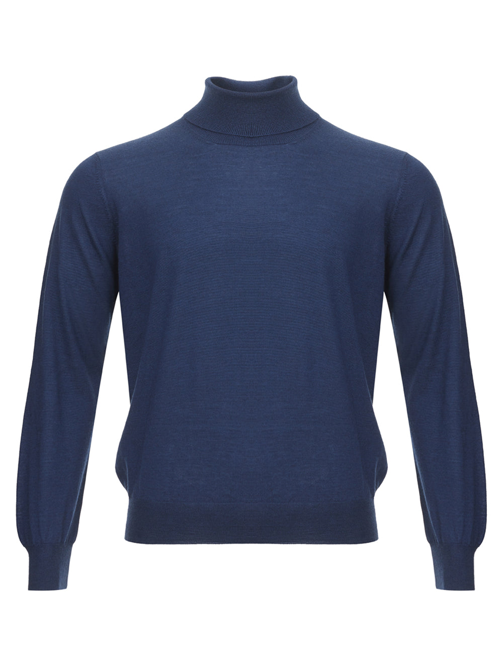 Gran Sasso Elegant Cashmere & Silk Blue Turtleneck