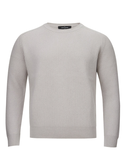 Gran Sasso Elegant Grey Cashmere Round Neck Sweater