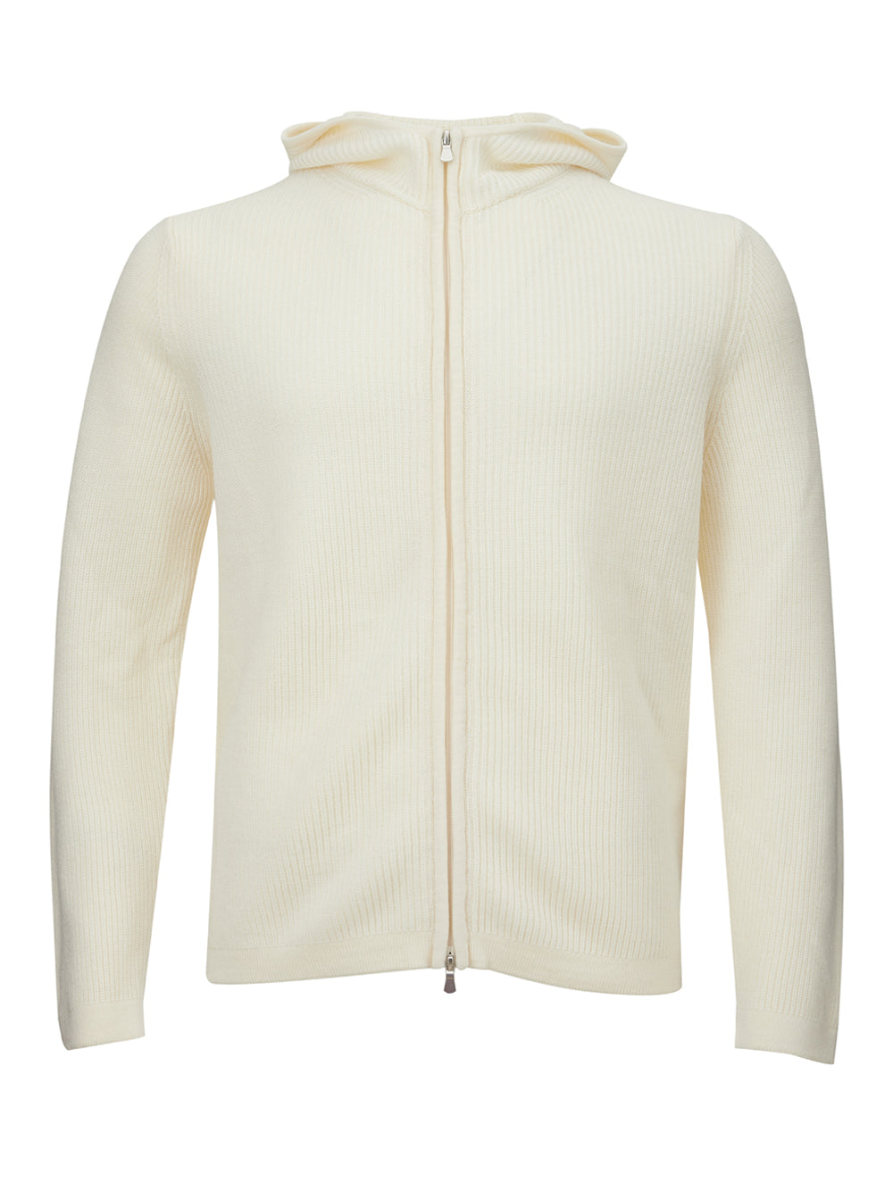 Gran Sasso Elegant White Wool Hooded Cardigan