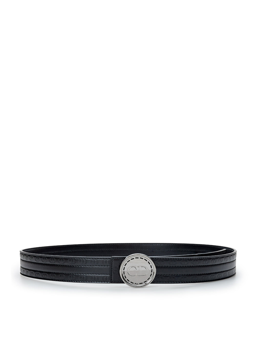 Dior Chic Black Leather Designer Belt with Logo Buckle