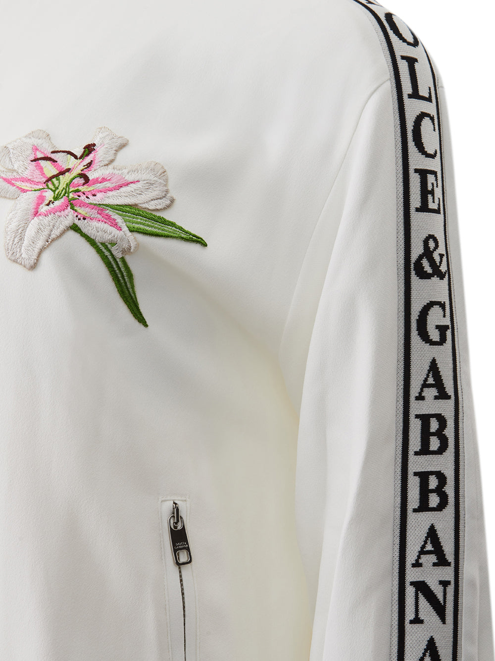 Dolce & Gabbana Elegant White Embroidered Zip Sweatshirt