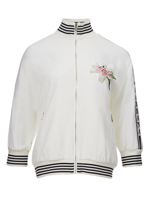 Dolce & Gabbana Elegant White Embroidered Zip Sweatshirt