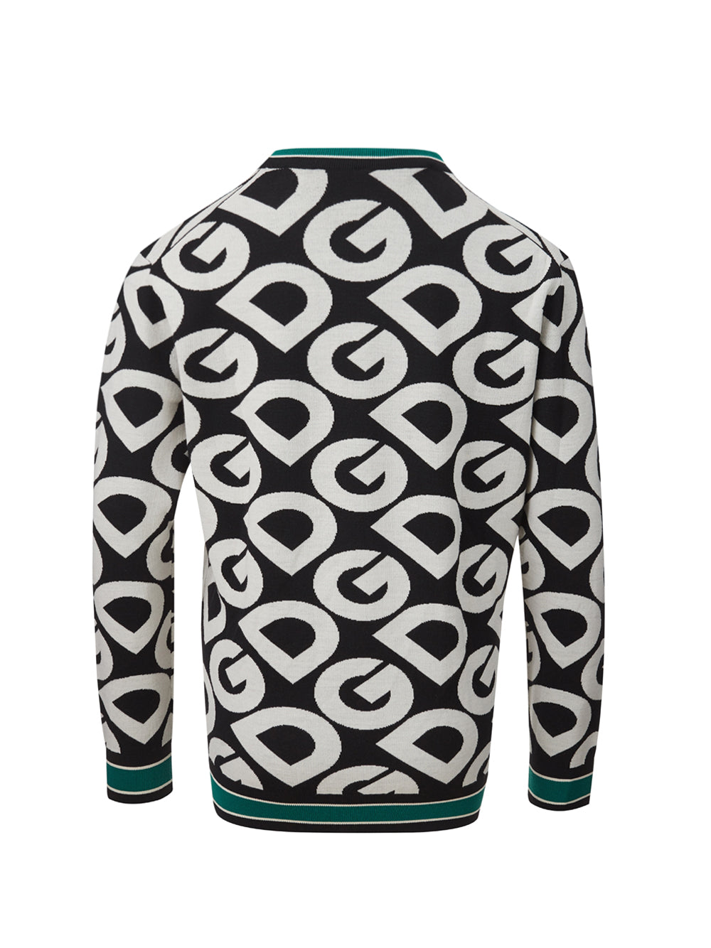 Dolce & Gabbana Elegant Black Wool Sweater with White Logo Detail