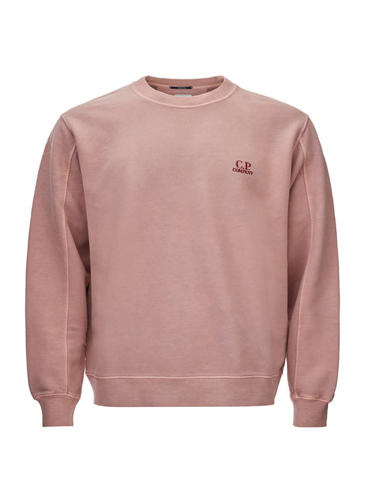 C.P. Company Powder Pink Embroidered Logo Cotton Sweatshirt