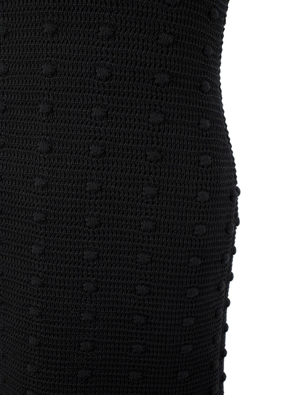 Bottega Veneta Elegant Black Knitted Pencil Dress with Fringes