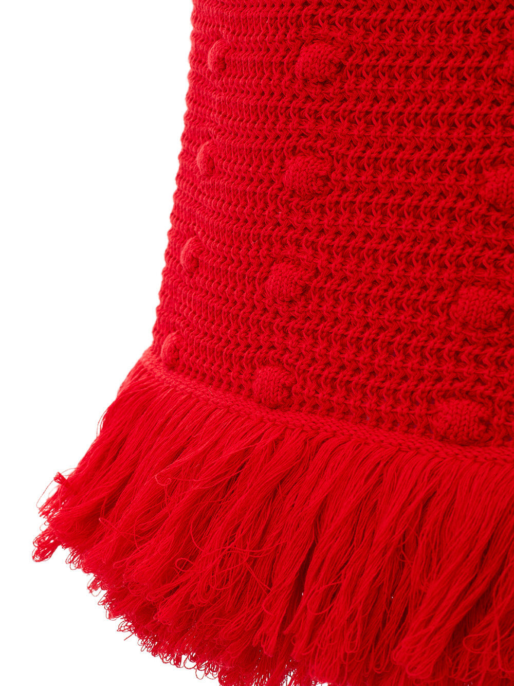 Bottega Veneta Elegant Red Pompom Detail Pencil Skirt