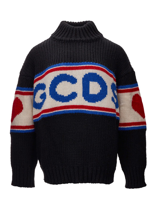 GCDS Chic Oversized Woolen Jumper with Embroidery