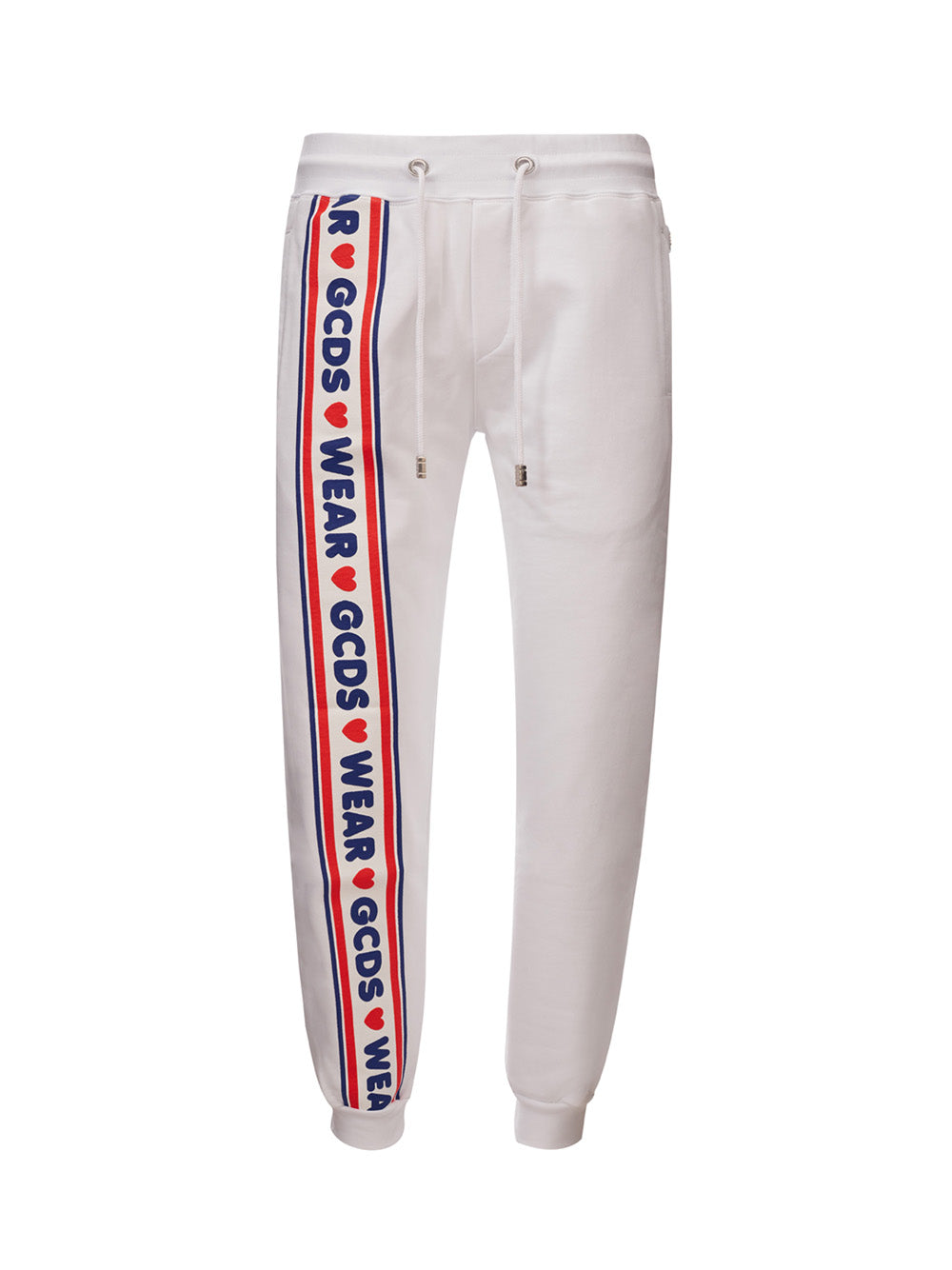 GCDS Elegant White Joggers with Signature Logo Detail