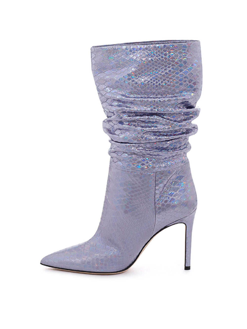 Paris Texas Lilac Reptile Print Leather Ankle Boot