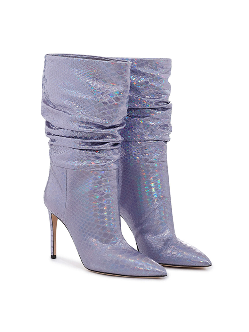 Paris Texas Lilac Reptile Print Leather Ankle Boot