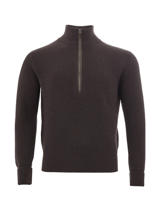 KANGRA Italian Wool Turtleneck Jumper in Rich Brown