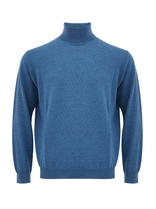 FERRANTE Elegant Light Blue Turtleneck Wool Jumper