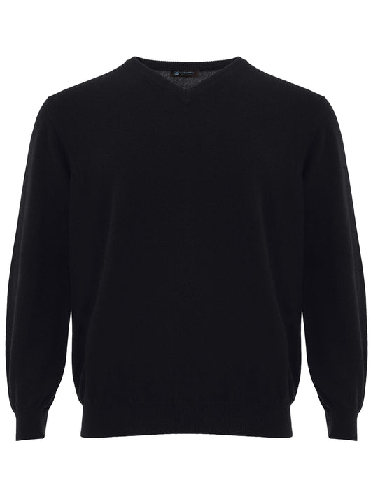 Colombo Elegant Black V-Neark Cashmere Sweater