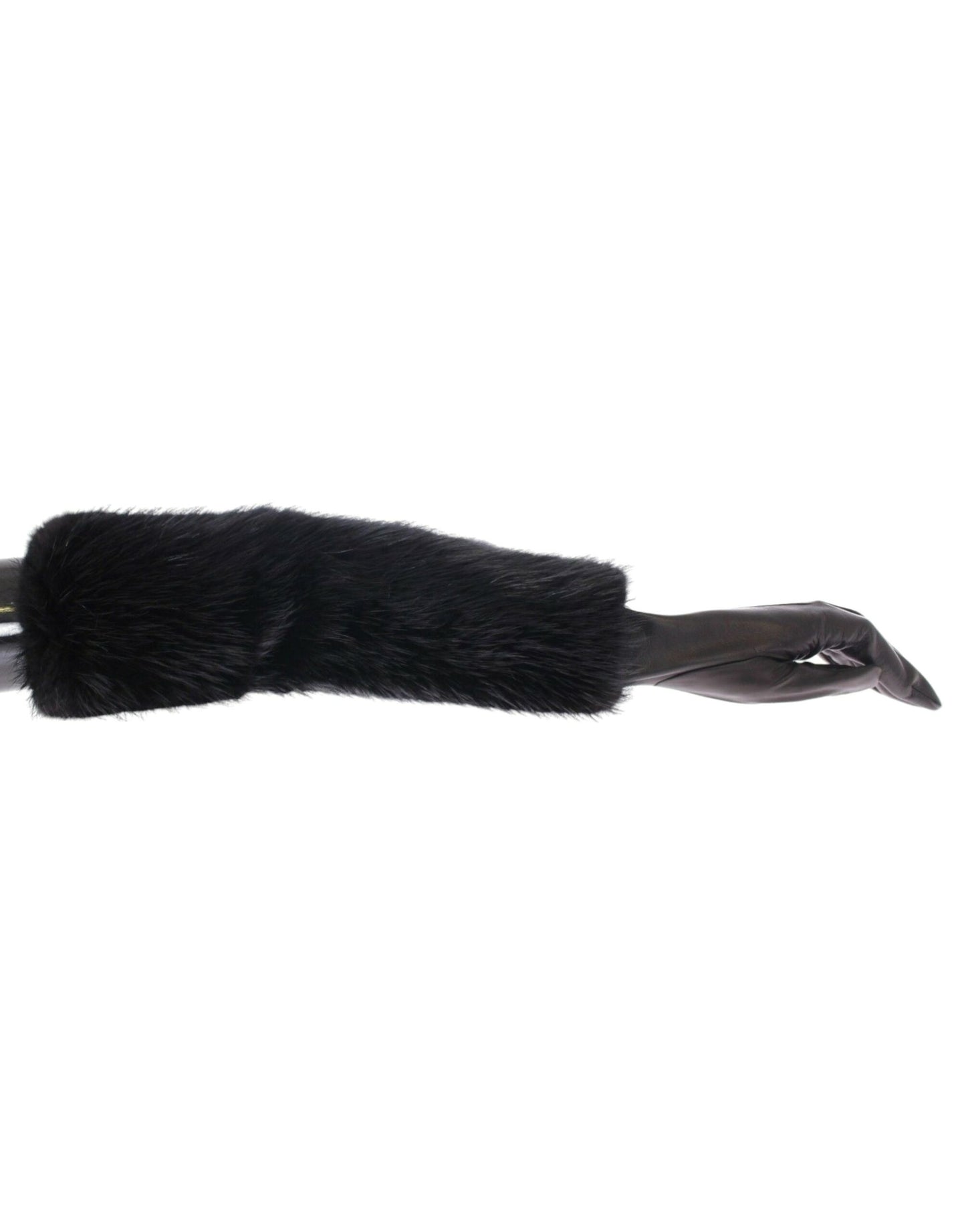 Dolce &Gabbana Black Beaver Fur Lamsleer Elleboog Handschoenen