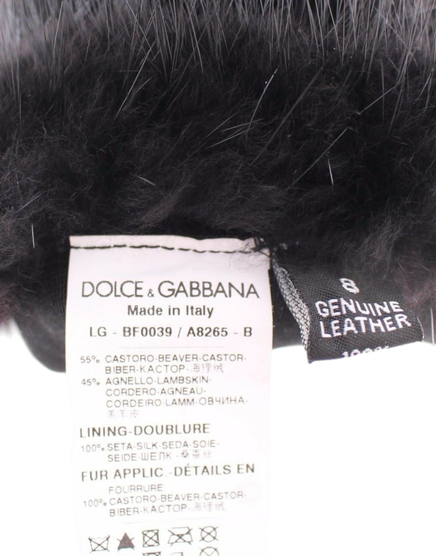 Dolce &Gabbana Black Beaver Fur Lamsleer Elleboog Handschoenen