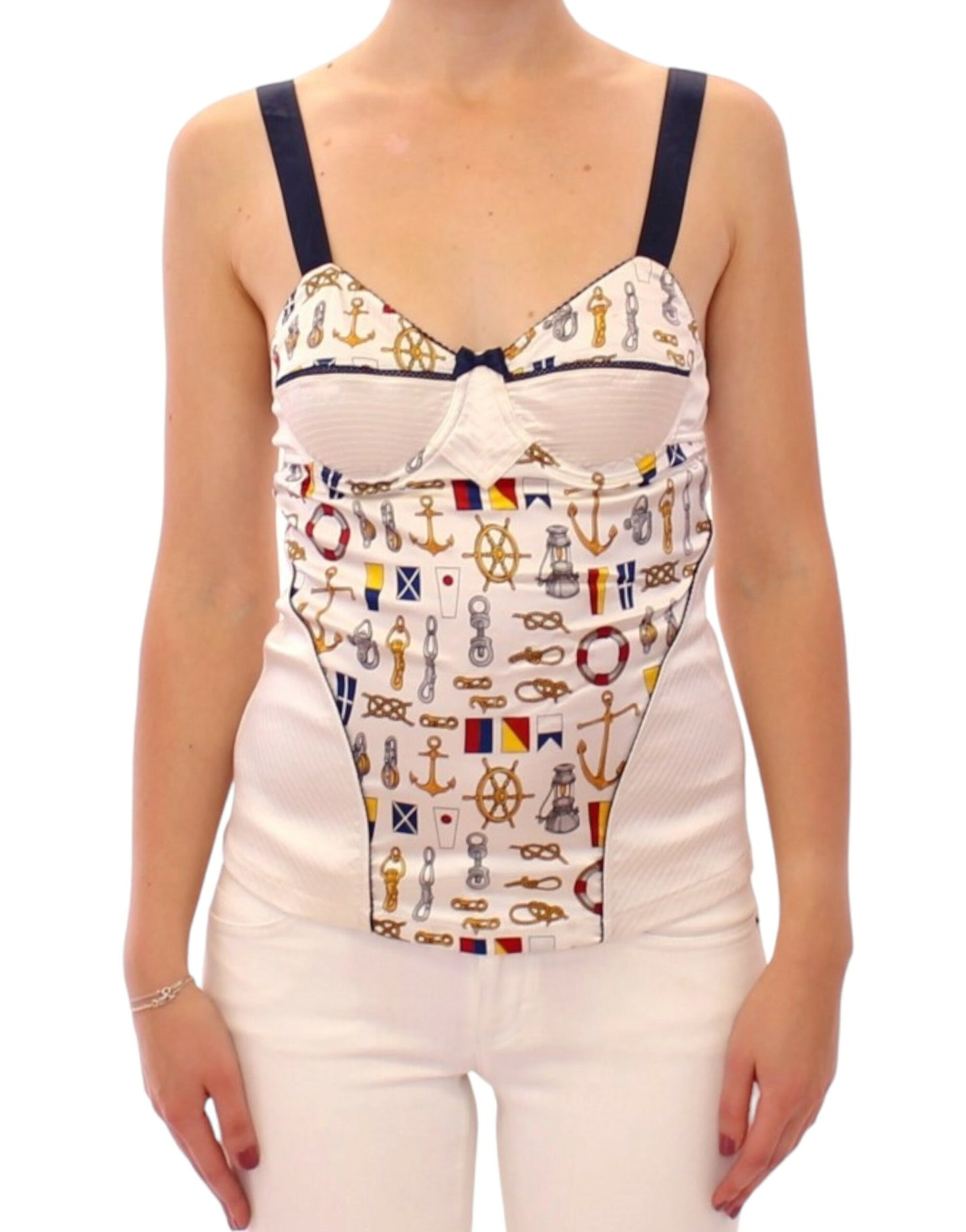 Dolce & Gabbana White sailor motive tank top