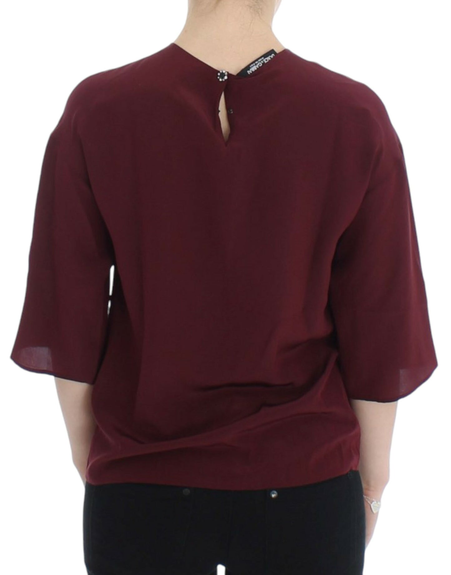 Dolce & Gabbana Red 3/4 sleeve silk blouse