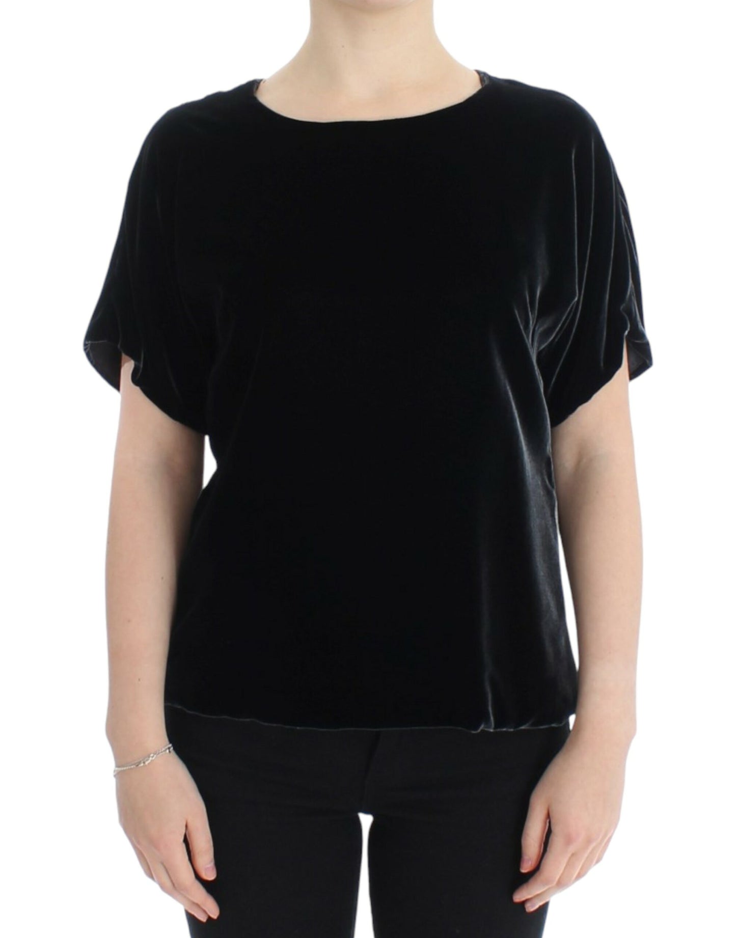 Dolce & Gabbana Black velvet shortsleeved blouse