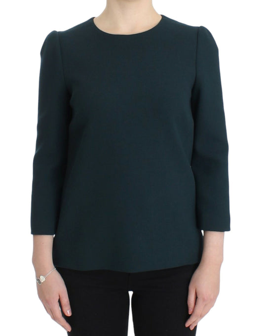 Dolce & Gabbana Green 3/4 sleeve wool blouse