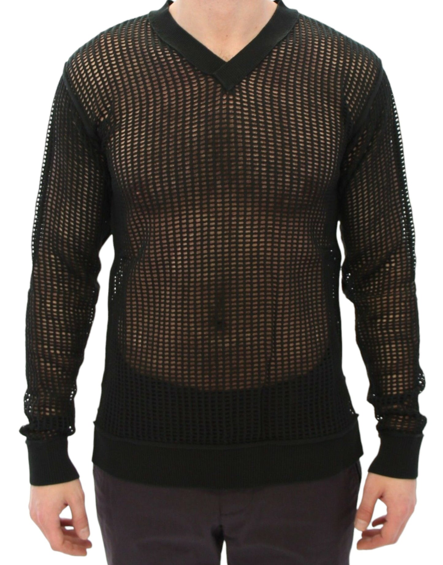 Dolce & Gabbana Dark Green Runway Netz Pullover Netted Sweater