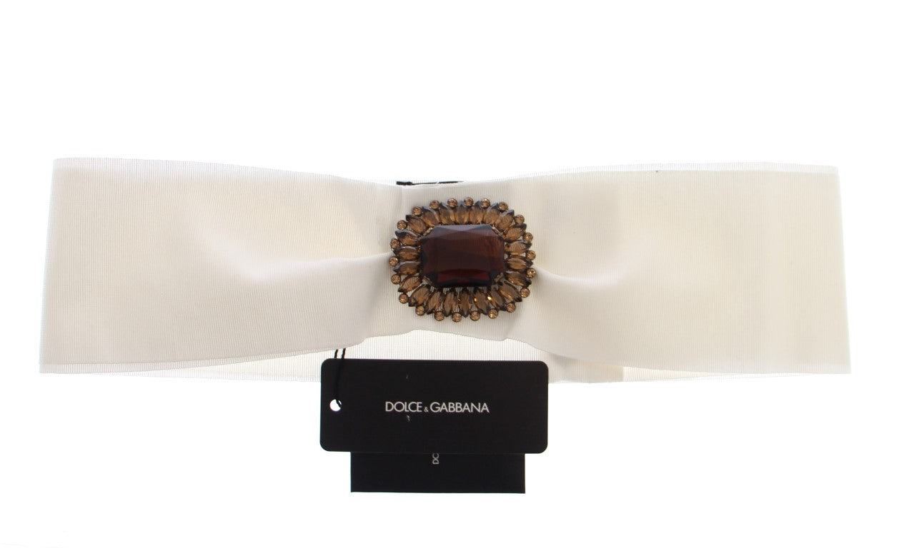 Dolce &Gabbana Wit Crystal Brass Wide Waist Runway Belt