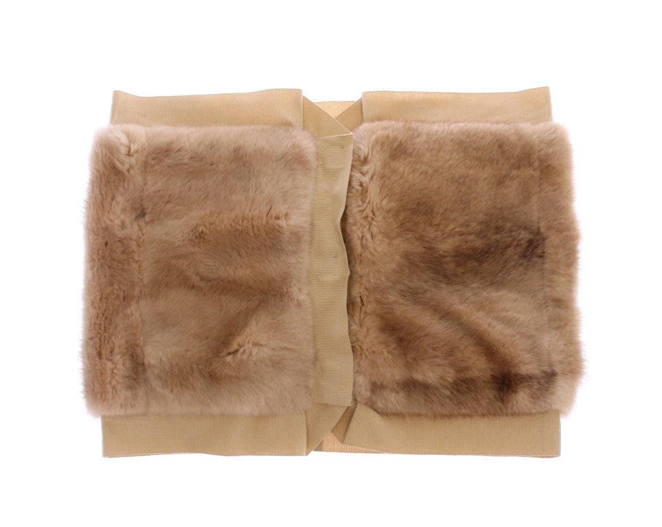 Dolce &Gabbana Beige MINK Fur Sjaal Foulard Hals Wrap