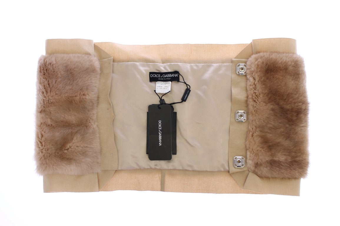 Dolce &Gabbana Beige MINK Fur Sjaal Foulard Hals Wrap