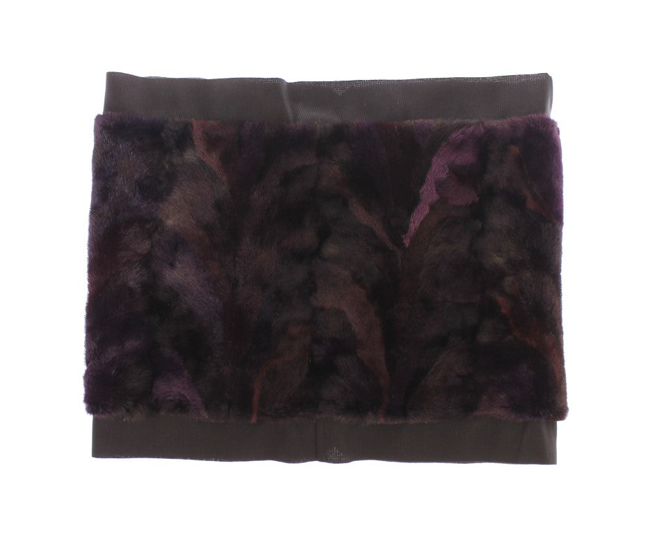 Dolce &Gabbana Paars MINK Bont Sjaal Foulard Hals Wrap