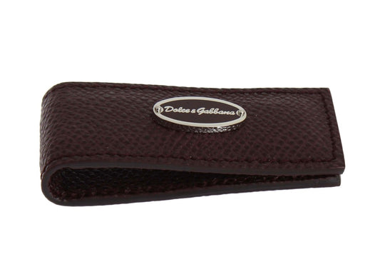 Dolce & Gabbana Bordeaux Leather Magnet Money Clip