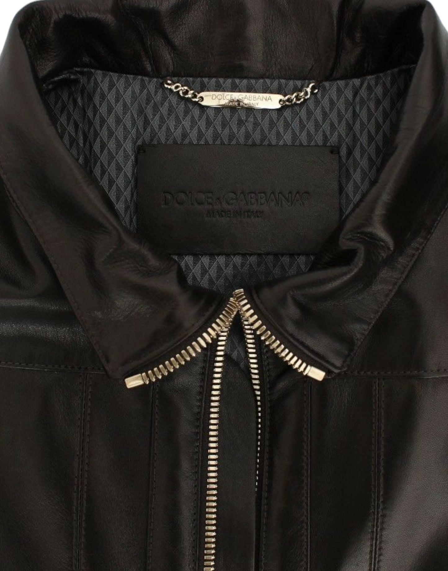 Dolce & Gabbana Brown Lambskin Leather Zipper Jacket